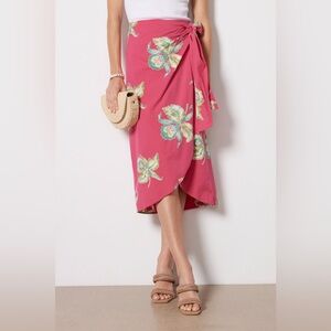 FAHERTY • Pacifica Orchid Print Seersucker Wrap Skirt NWT